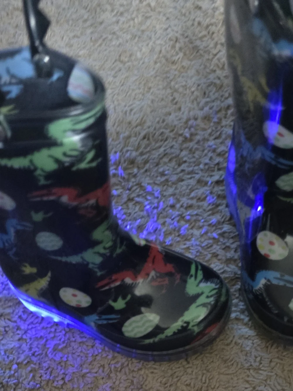 Toddler Kids Waterproof Light Up Rain Boots With Handles Size 6T U.S
